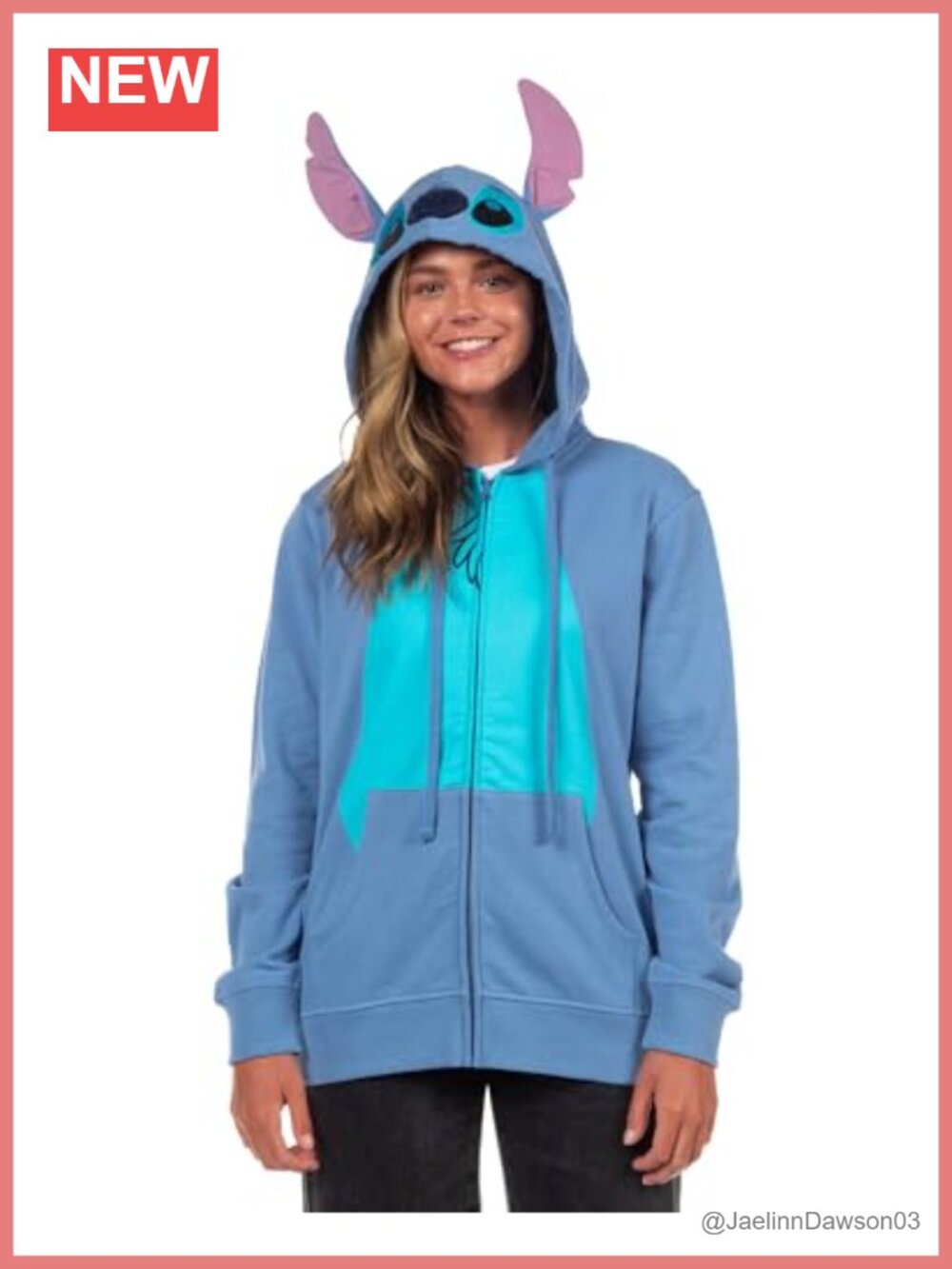 Disney Lilo and Stitch Costume Zip Hoodie Embroidered 3D Ears Adult